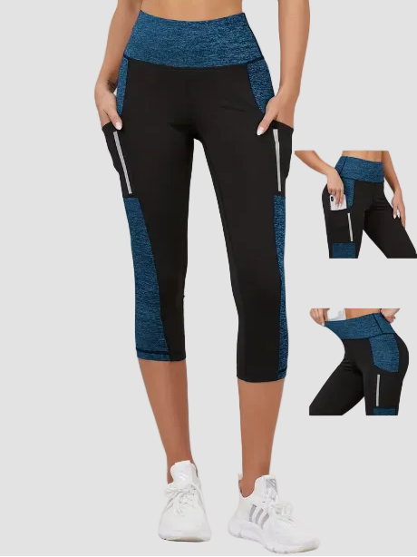 Legging Deportivo Capri con Bolsillo Lateral Gris y Negro