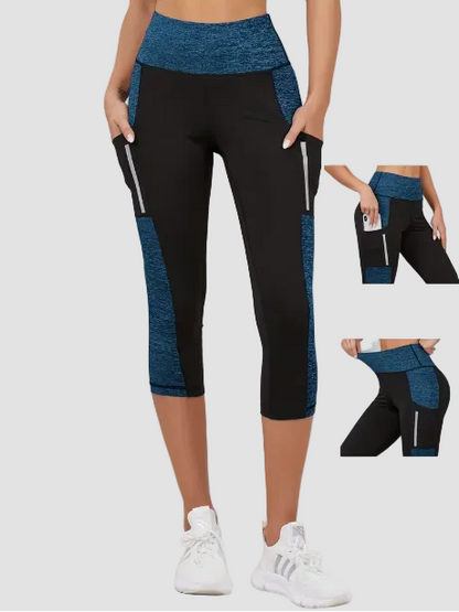 Legging Deportivo Capri con Bolsillo Lateral Gris y Negro