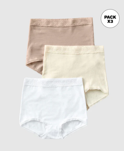 Pack de 3 bragas clásicas de ajuste y cubrimiento total