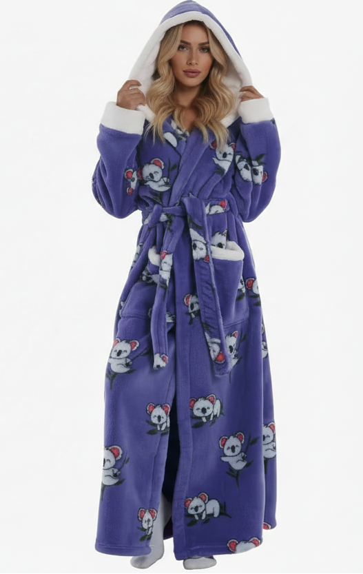 Oferta -50% Bata larga polar con capucha y bolsillos