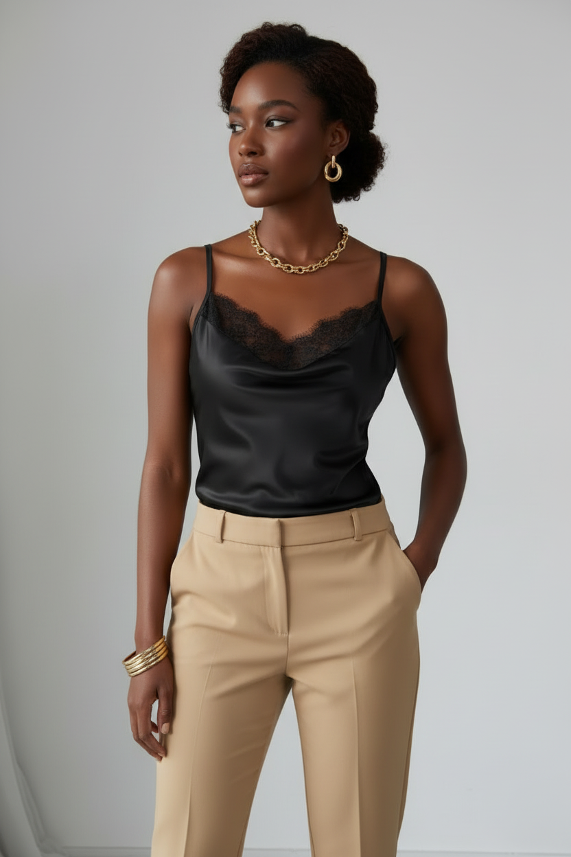 Top para mujer con tirantes saten de encaje