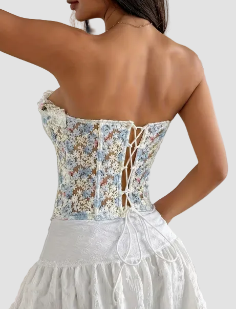 Oferta -20% Corset semi transparente de flores