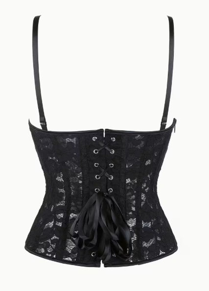 Oferta -20% Top tipo corset semitransparente con bordado
