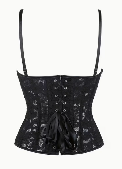 Oferta -20% Top tipo corset semitransparente con bordado