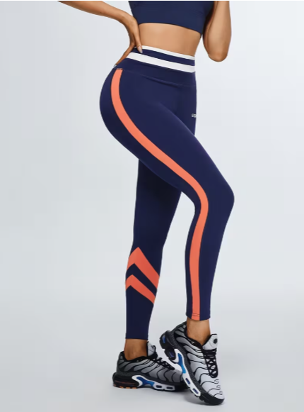 Legging Deportivo Azul Marino con Franjas Coral
