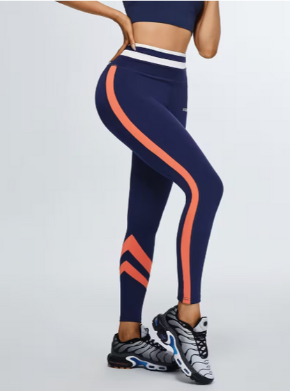 Legging Deportivo Azul Marino con Franjas Coral