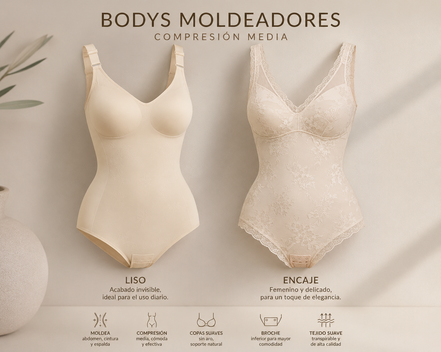 Body moldeador de compresión media