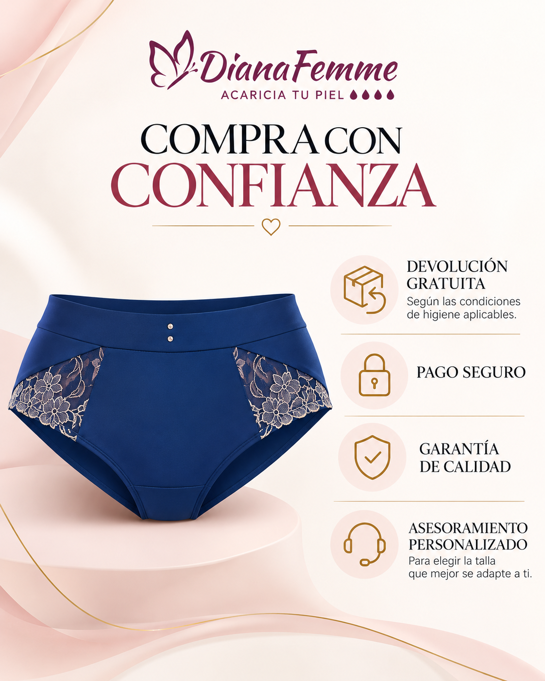 Braga Cachetera Azul Imperial con Bordado