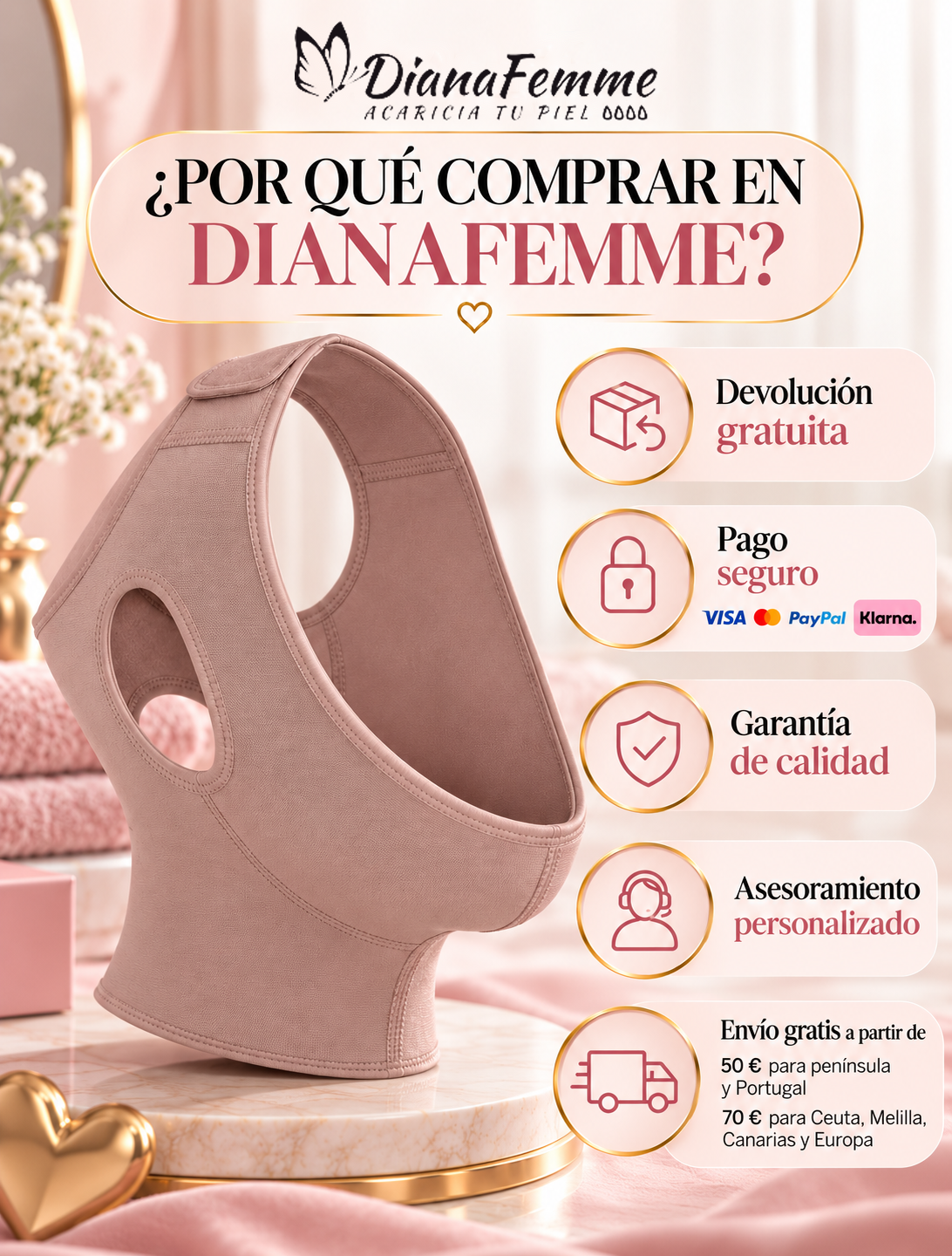 FAJA FACIAL POSTOPERATORIA PARA PAPADA, MENTÓN Y CUELLO