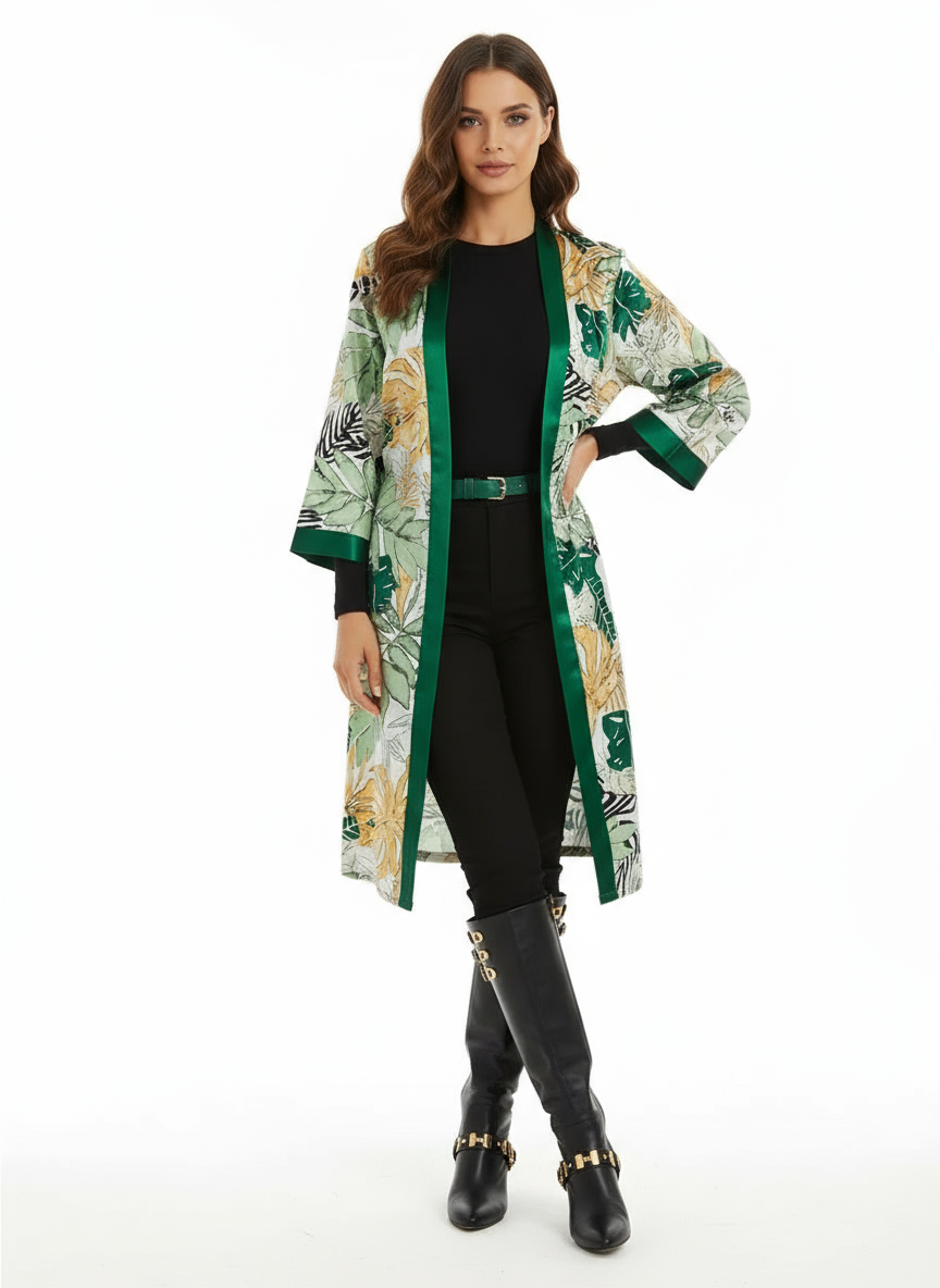 Pijama Sueño Tropical de Seda Verde esmeralda– Set de 5 piezas