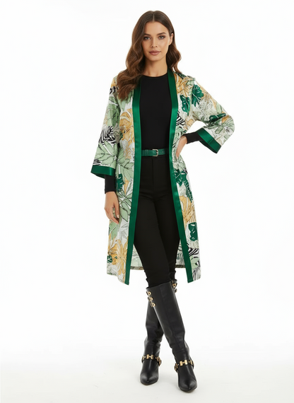 Pijama Sueño Tropical de Seda Verde esmeralda– Set de 5 piezas