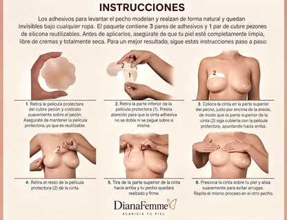 Cinta para levantar el pecho + Cobertores de pezón de silicona - BYE BRA