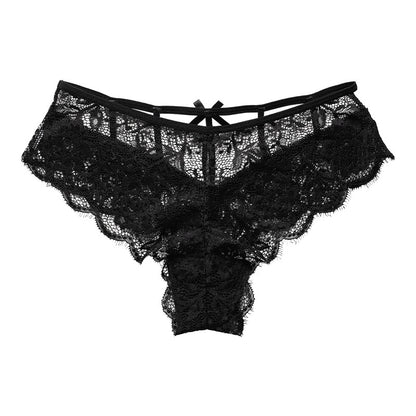 Tanga brasileña en Encaje cintura cinta elastica color Negro