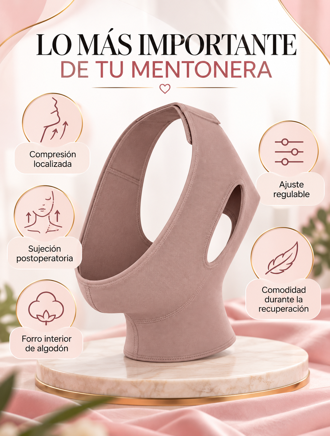 FAJA FACIAL POSTOPERATORIA PARA PAPADA, MENTÓN Y CUELLO