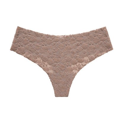 Tanga de encaje con acabado invisible