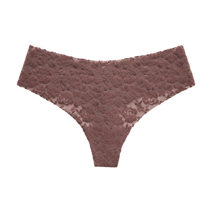 Tanga de encaje con acabado invisible
