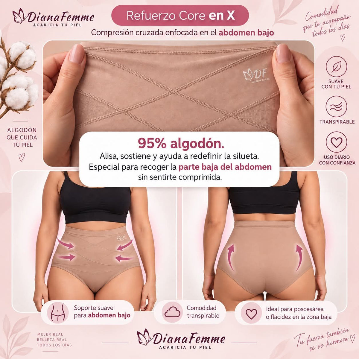 Pack 3 Bragas Altas de Algodón | Control Suave de Abdomen