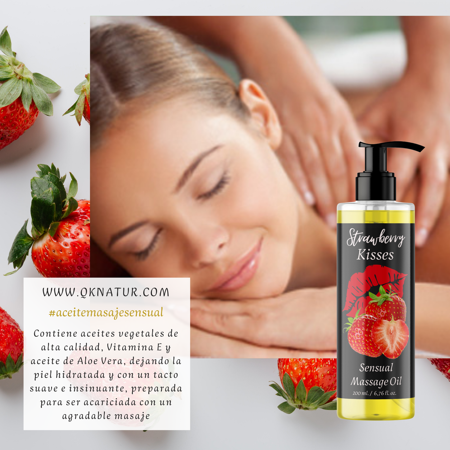 Aceite de Masaje Sensual FRESA. Para masajes 200ml